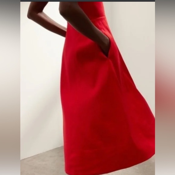 🌞NWT Banana Republic Sz6 Red Linen MIDI dress - Picture 10 of 11